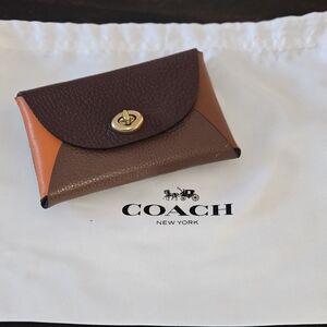 Coach Brown and Orange Leather Card Holder